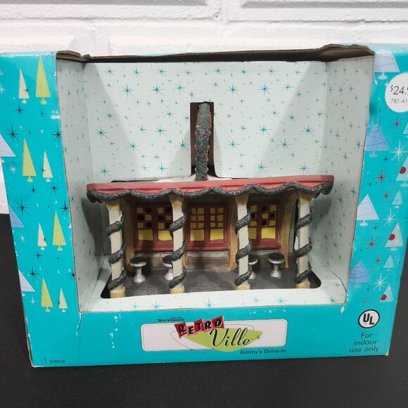 Vintage Santa's Workbench RetroVille Light up Village Jimmy's Drive-in - Picture 1 of 6